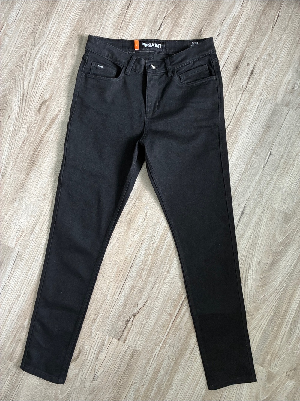 Black SA1NT Motorcycle Skinny Jeans